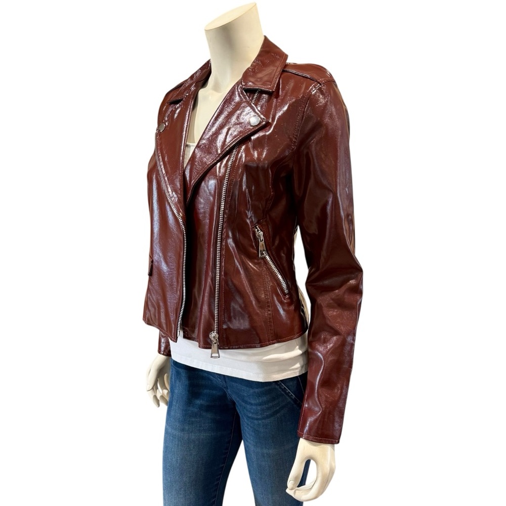 Faux Patent Leather Moto Jacket - Picture 4 of 16